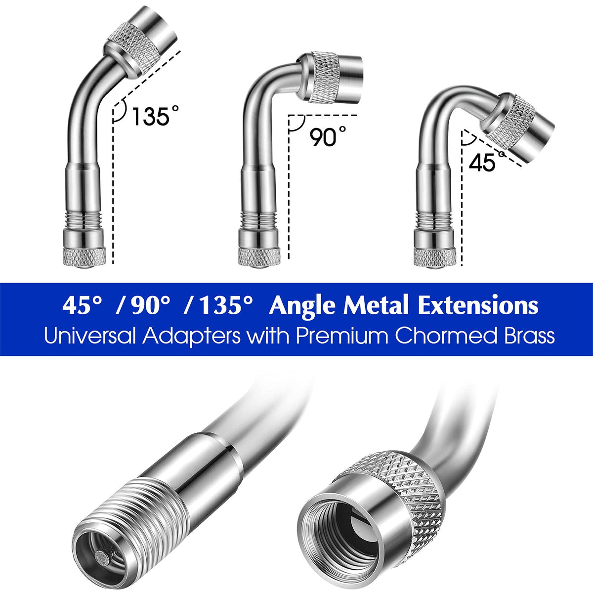 Hotop detailed brass 45-90-135 degree extender showing corrosion-resistant finish