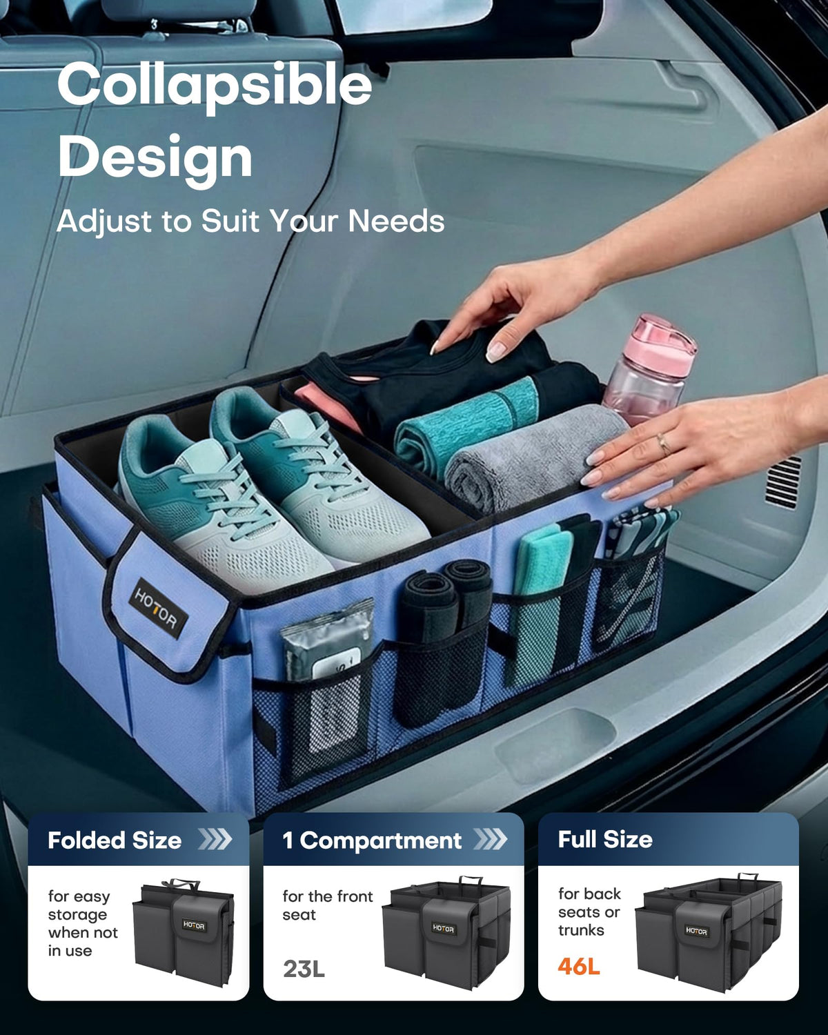 HOTOR carrying handles detail for comfortable transport between car and home