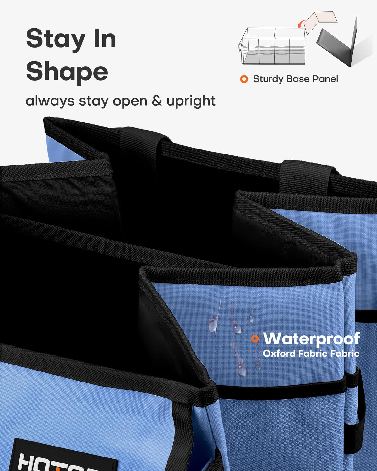 HOTOR folded flat for storage showing space-saving portability benefit