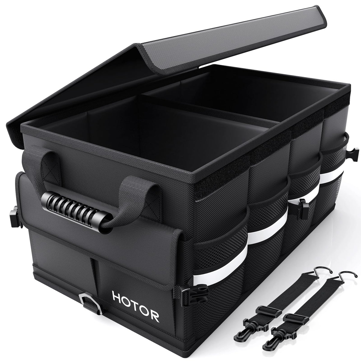 HOTOR front view open with compartments showing organized cargo benefit