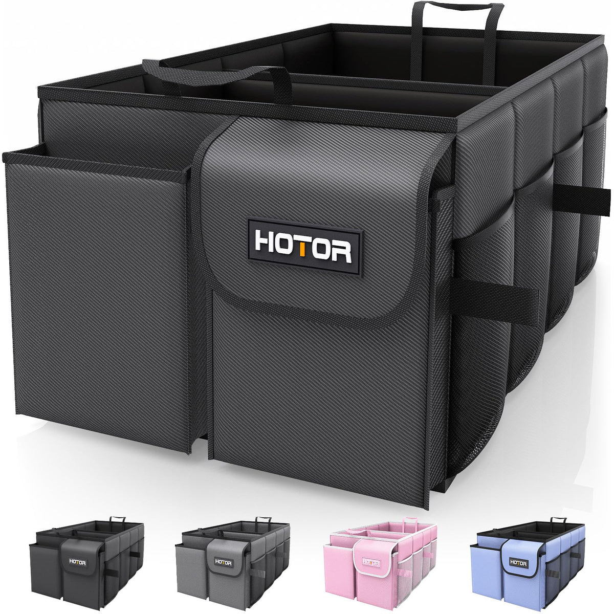HOTOR front view showing organizer layout and storage benefit