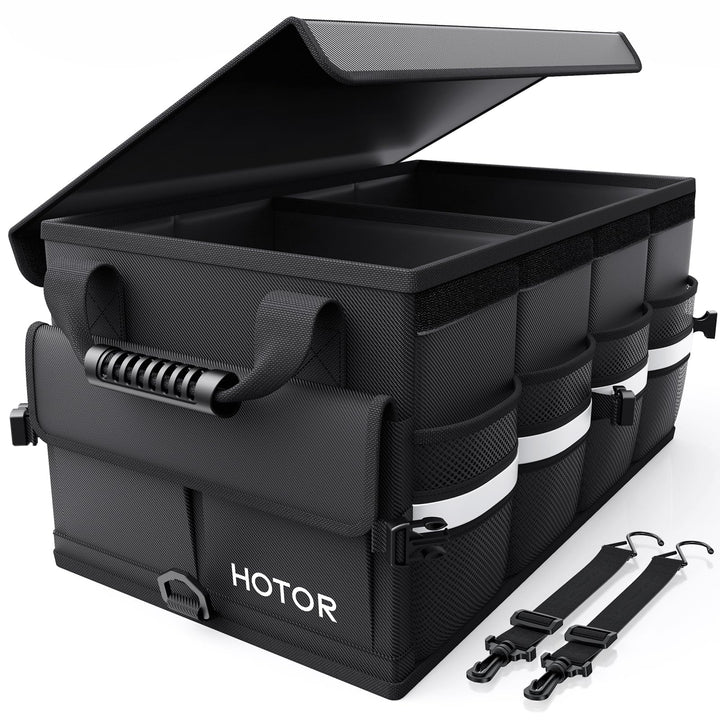 HOTOR front view showing two compartments and organized groceries benefit: quick access
