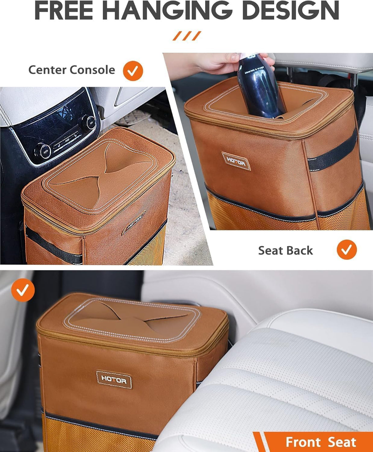 HOTOR lifestyle scene in car illustrating tidiness and on-the-go convenience