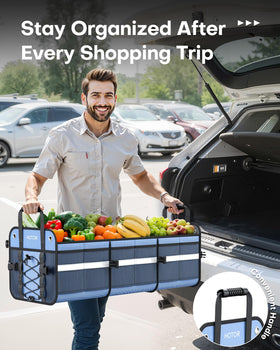 HOTOR in trunk being used during a trip, keeping gear secure and tidy
