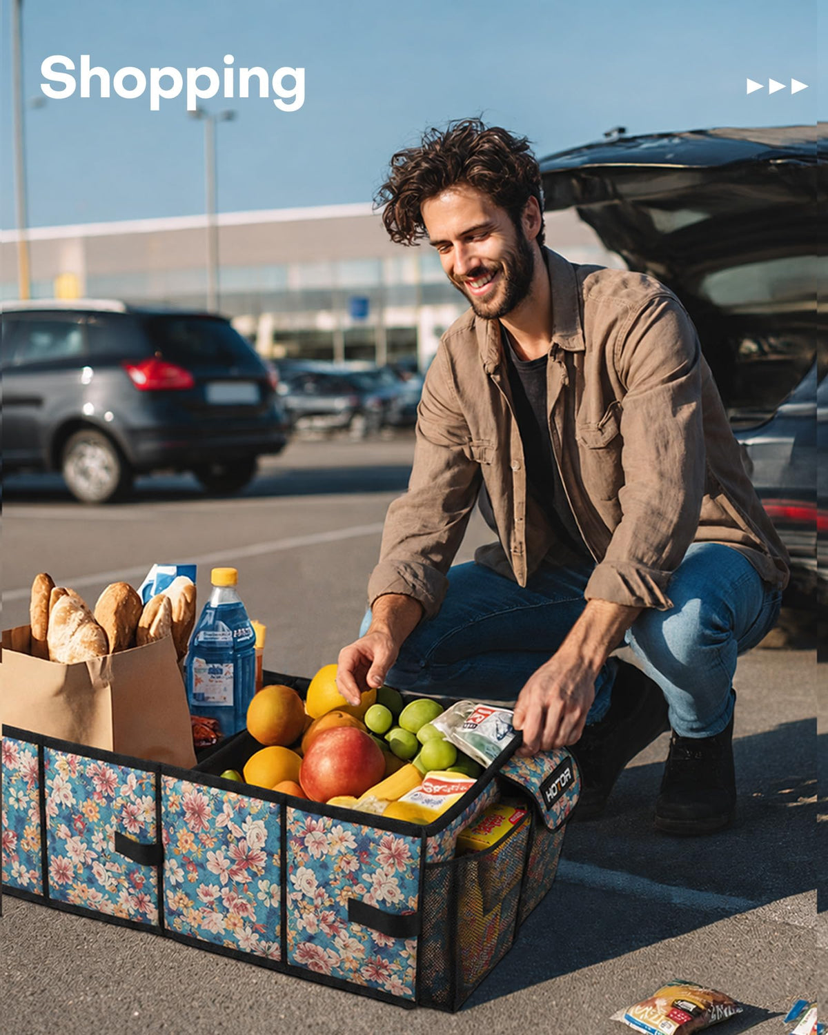 HOTOR filled with groceries demonstrating secure transport benefit