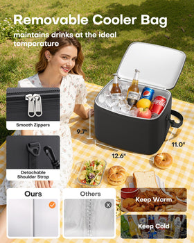 HOTOR removable cooler bag carried by shoulder strap for portable cold storage