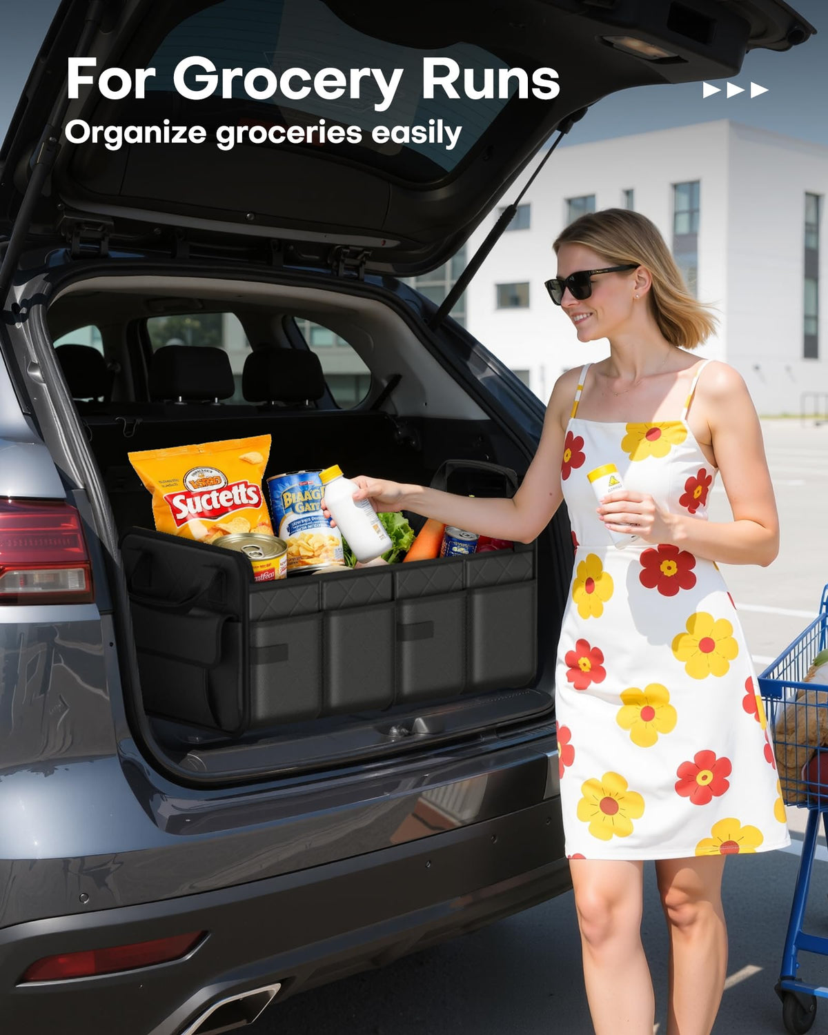 HOTOR next to grocery bags for size comparison showing generous capacity