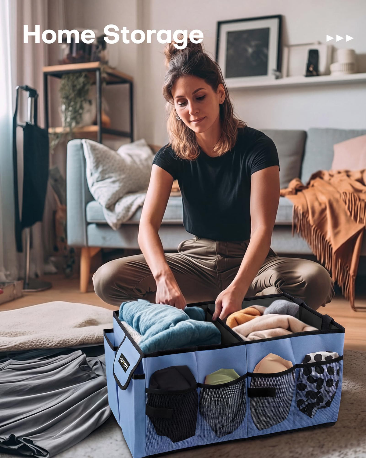 HOTOR with sports equipment showing neat storage for active routines