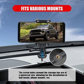 HOUCLEMIC installed behind Tacoma 8-inch screen demonstrating tidy storage