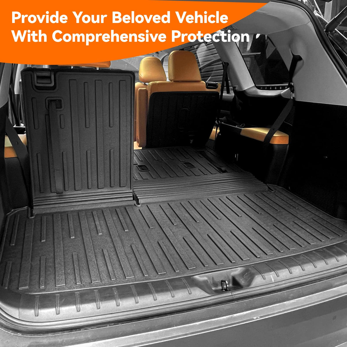 HOUCLEMIC covering third-row seat back while folded for versatile cargo use