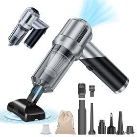 houscly front view of compact vacuum showing cordless design and ergonomic grip, easy storage benefit