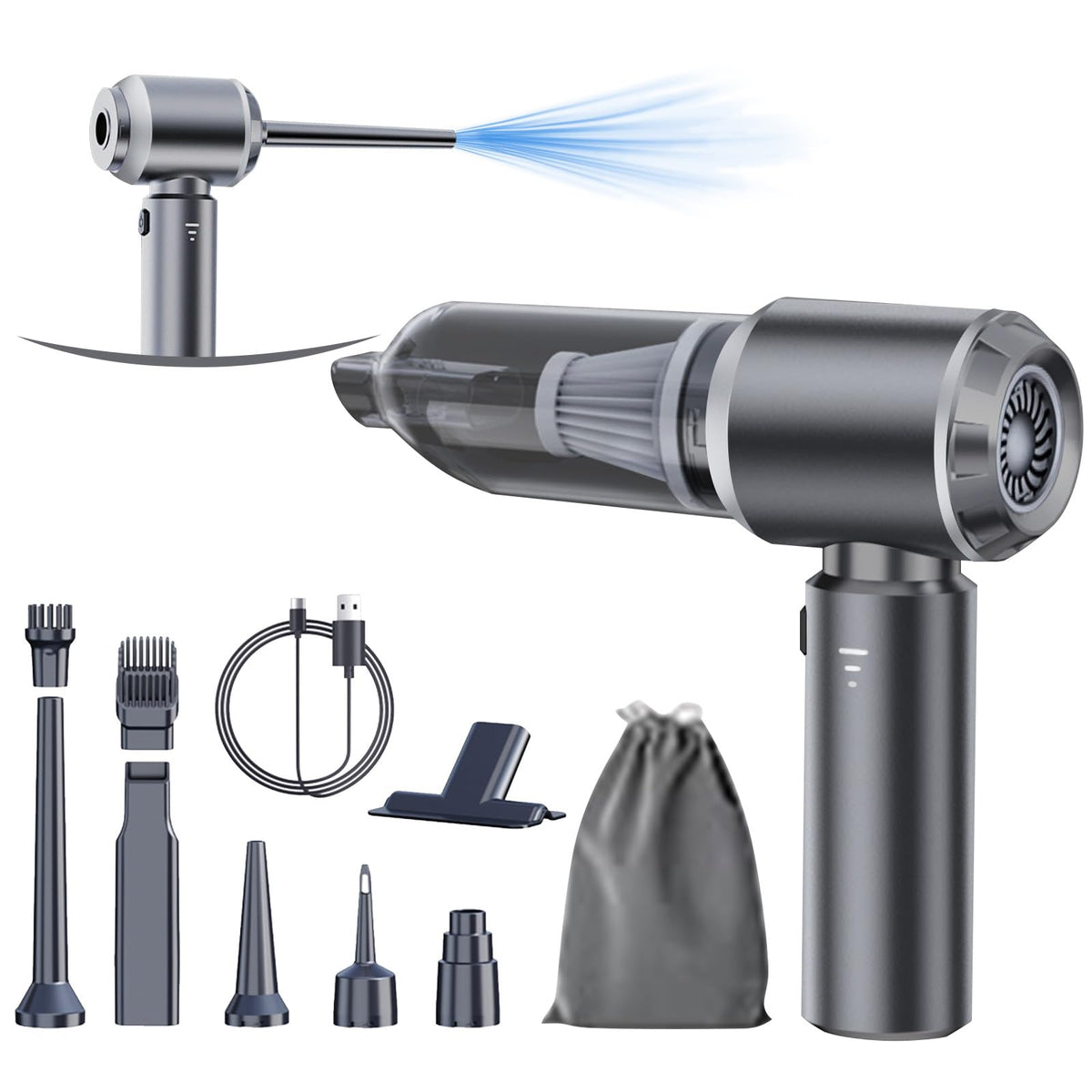 houscly front view of cordless vacuum showing compact design and portability