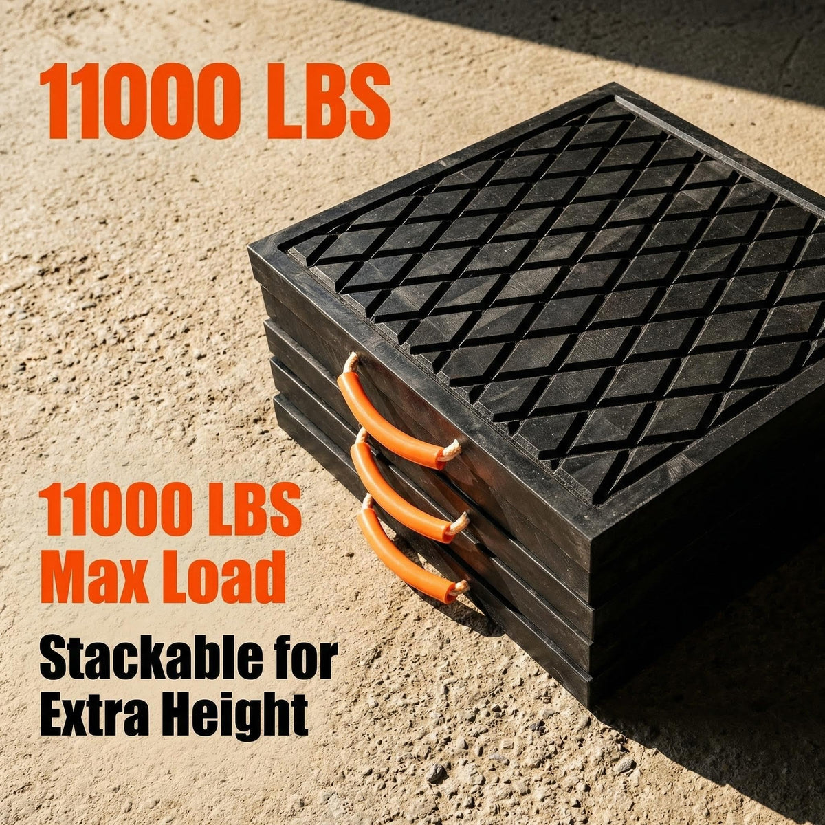HOUSESET pad positioned under RV jack demonstrating load distribution benefit