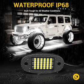 Hovano pods mounted under vehicle illuminating wheel well to increase nighttime awareness