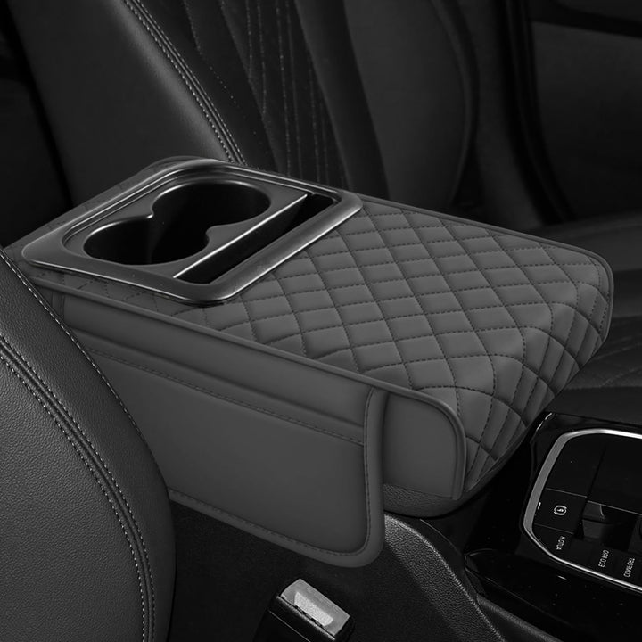 Hovom front view of console cover showing padded top and neat fit for comfort