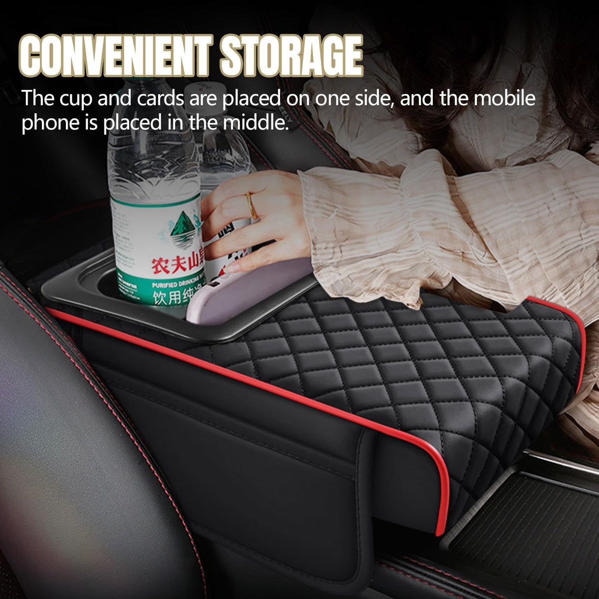 Hovom side pocket holding phone and keys for organized storage