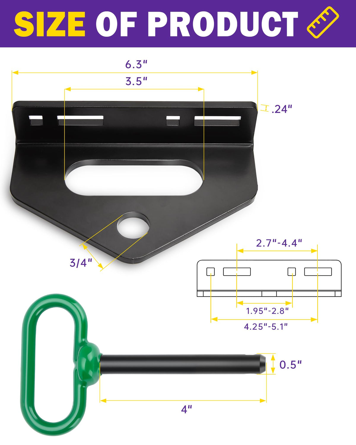 HOWBOW included carriage bolts and R-clip for faster, secure installation