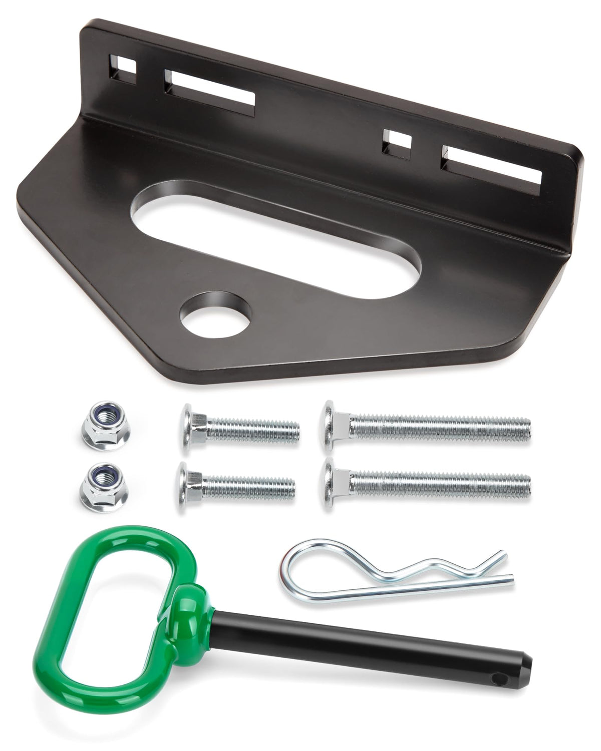 HOWBOW front view of hitch assembly showing sturdy design and easy mounting