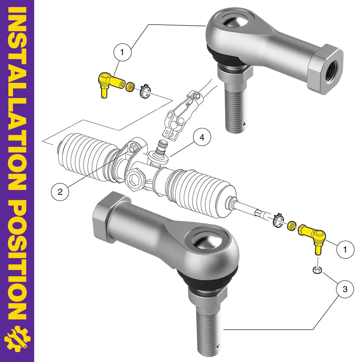 HOWBOW tie rod end installed on Club Car spindle demonstrating correct fit