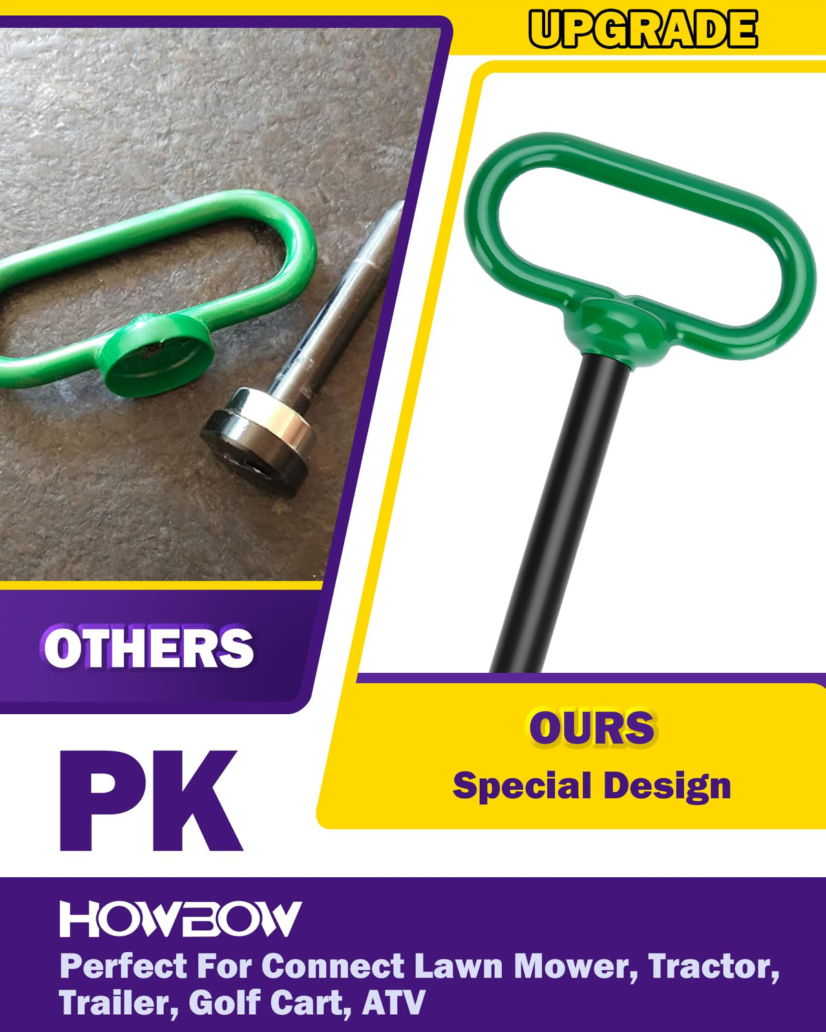 HOWBOW hitch mounted on a zero-turn mower for practical towing use