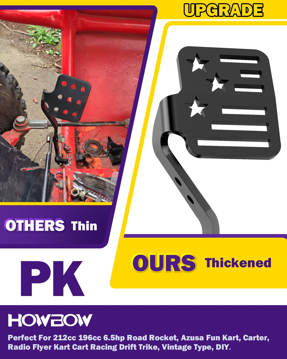 HOWBOW pedal kit held in hands showing size and scale for fit checking