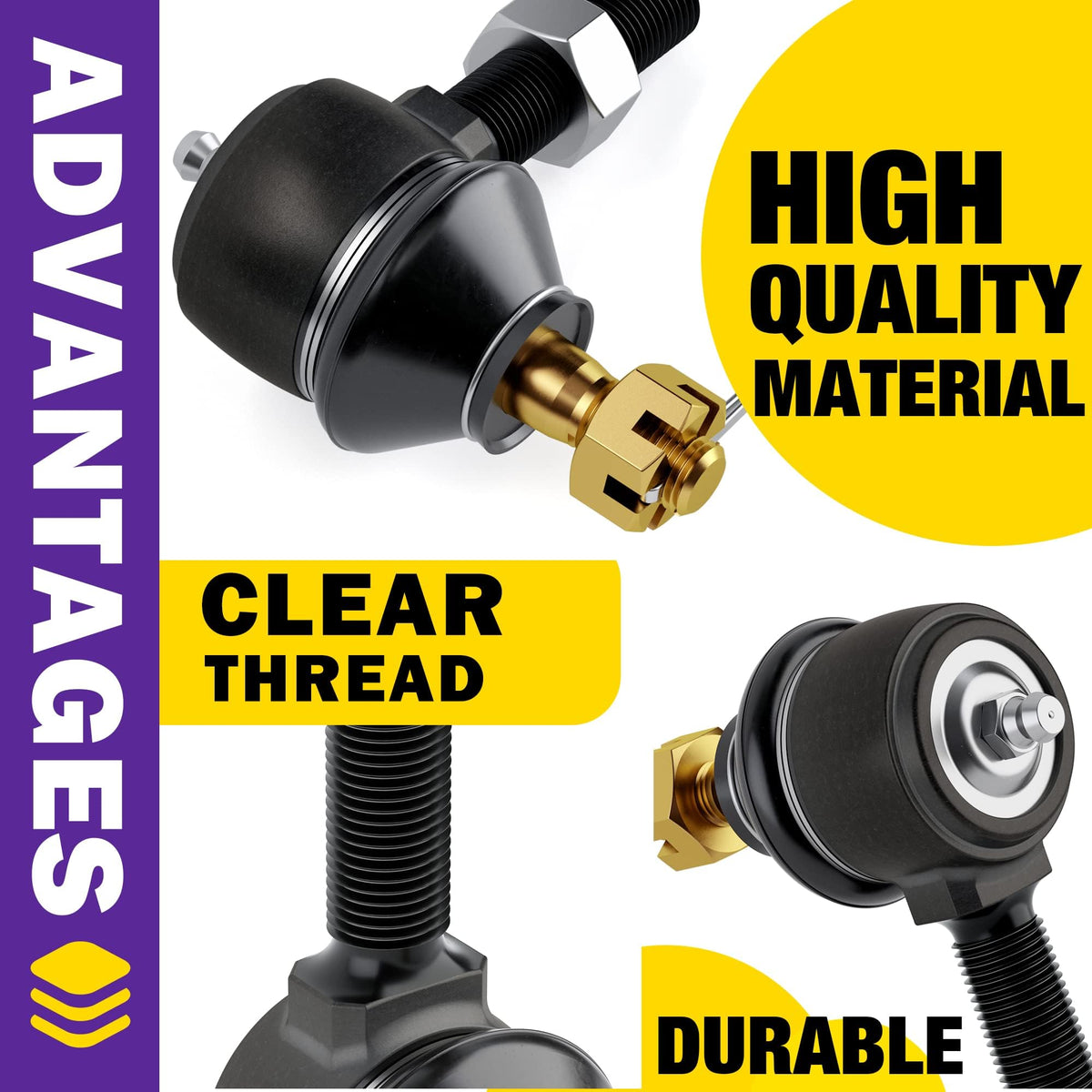 HOWBOW close-up of tie rod end threads highlighting clear LH and RH markings for correct installation