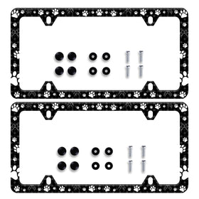 HOWKWAWY front view of pet paw license plate frame shows durable finish