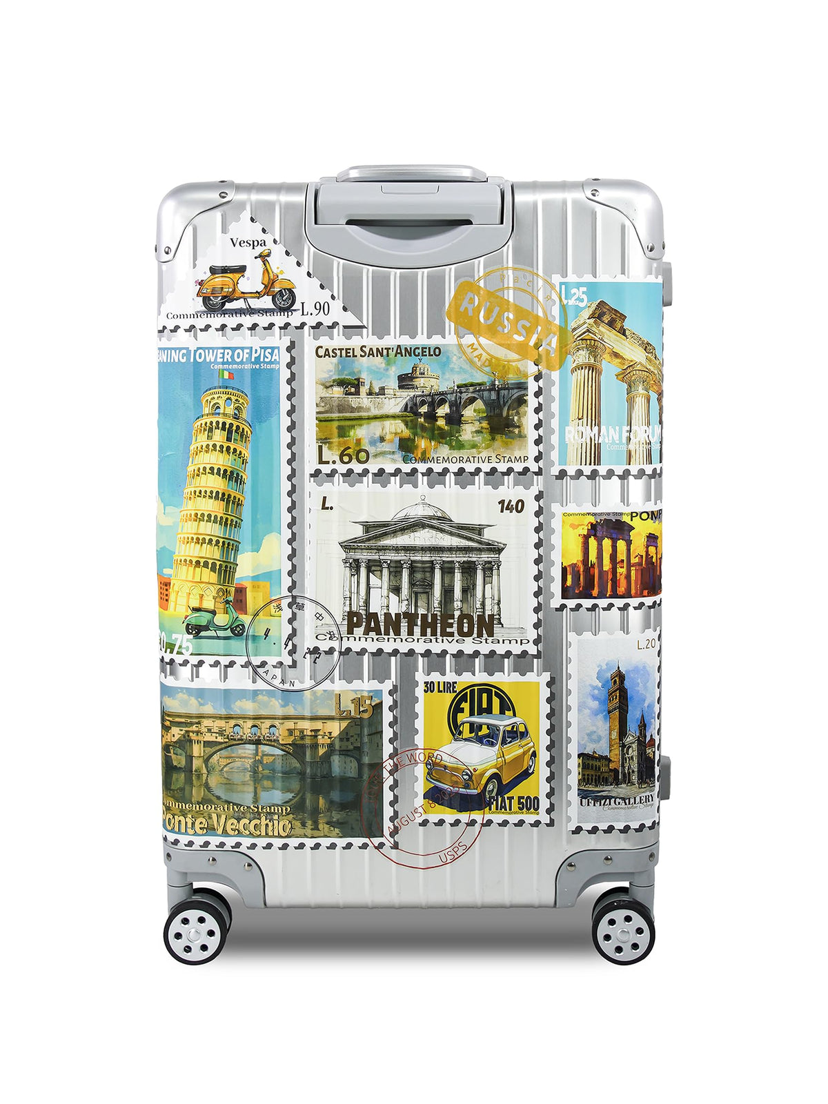 Hoxtosan stickers on suitcase at airport improving fast recognition