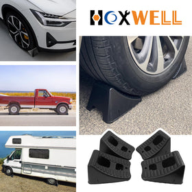 HOXWELL chocks stored compactly in an RV compartment maximizing storage space