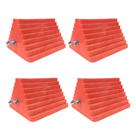 HOXWELL front view of four orange chocks showing bright visibility and durable build
