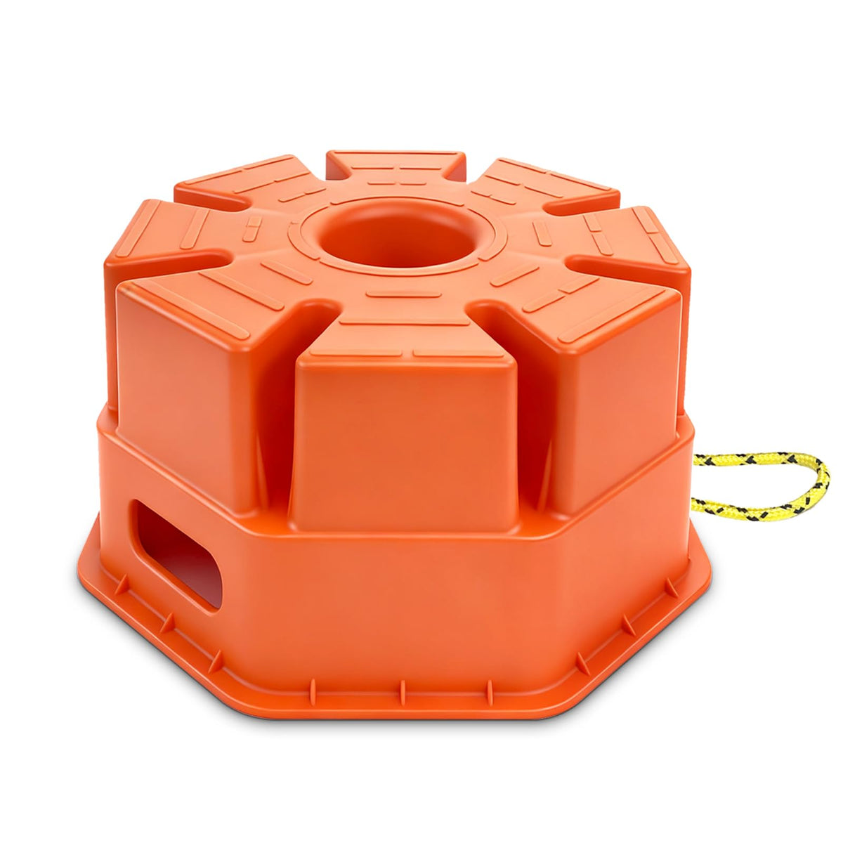 HOXWELL front view of orange jack block showing compact storage benefit