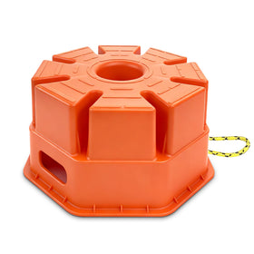 HOXWELL front view of orange jack block showing compact storage benefit