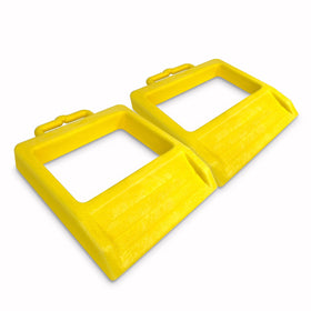 HOXWELL front view of chocks showing bright yellow safety and stability