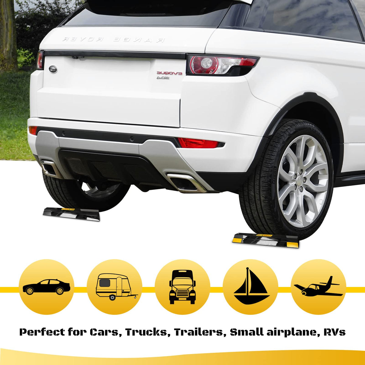 HOXWELL installed in garage with car tire demonstrating stopping point
