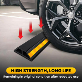 HOXWELL parking aid next to tire showing 18-inch scale for proper fit