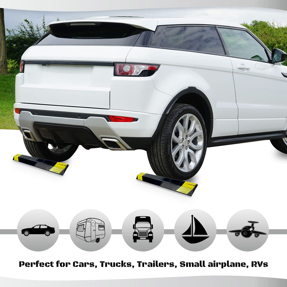 HOXWELL tire contact demonstration showing how the stop cues drivers and prevents forward overruns