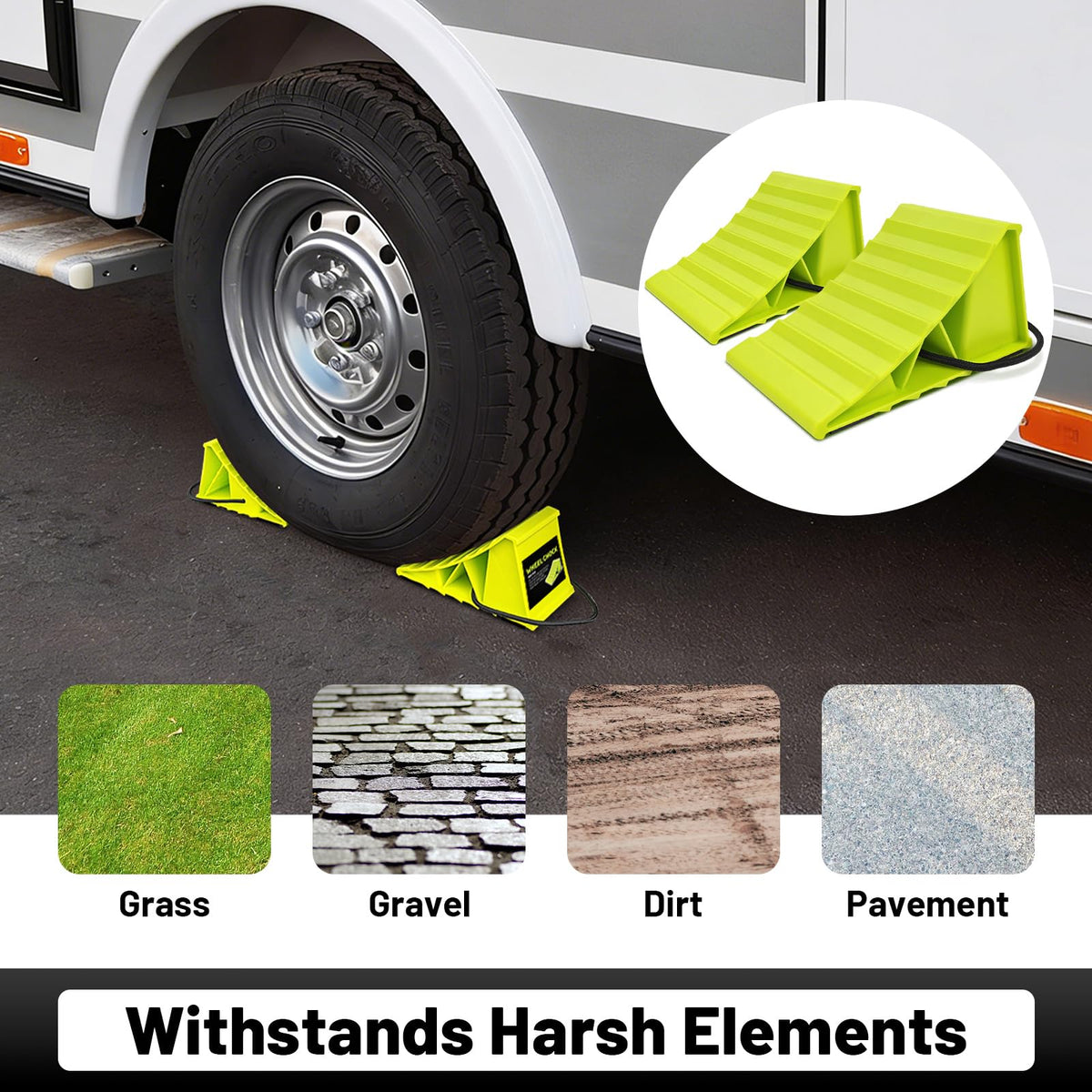 HOXWELL chocks stacked to save space for convenient storage