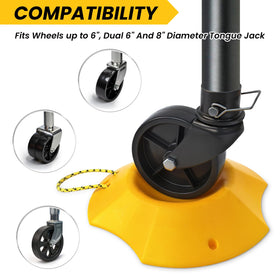 HOXWELL wheel dock under camper jack improving stability on soft ground