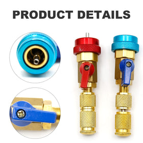 Hoypeyfiy red coupler connected to car AC service port proving leak-minimizing operation
