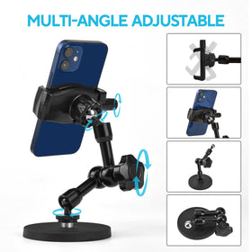 HOYXUN phone clip with smartphone showing secure, scratch-free hold