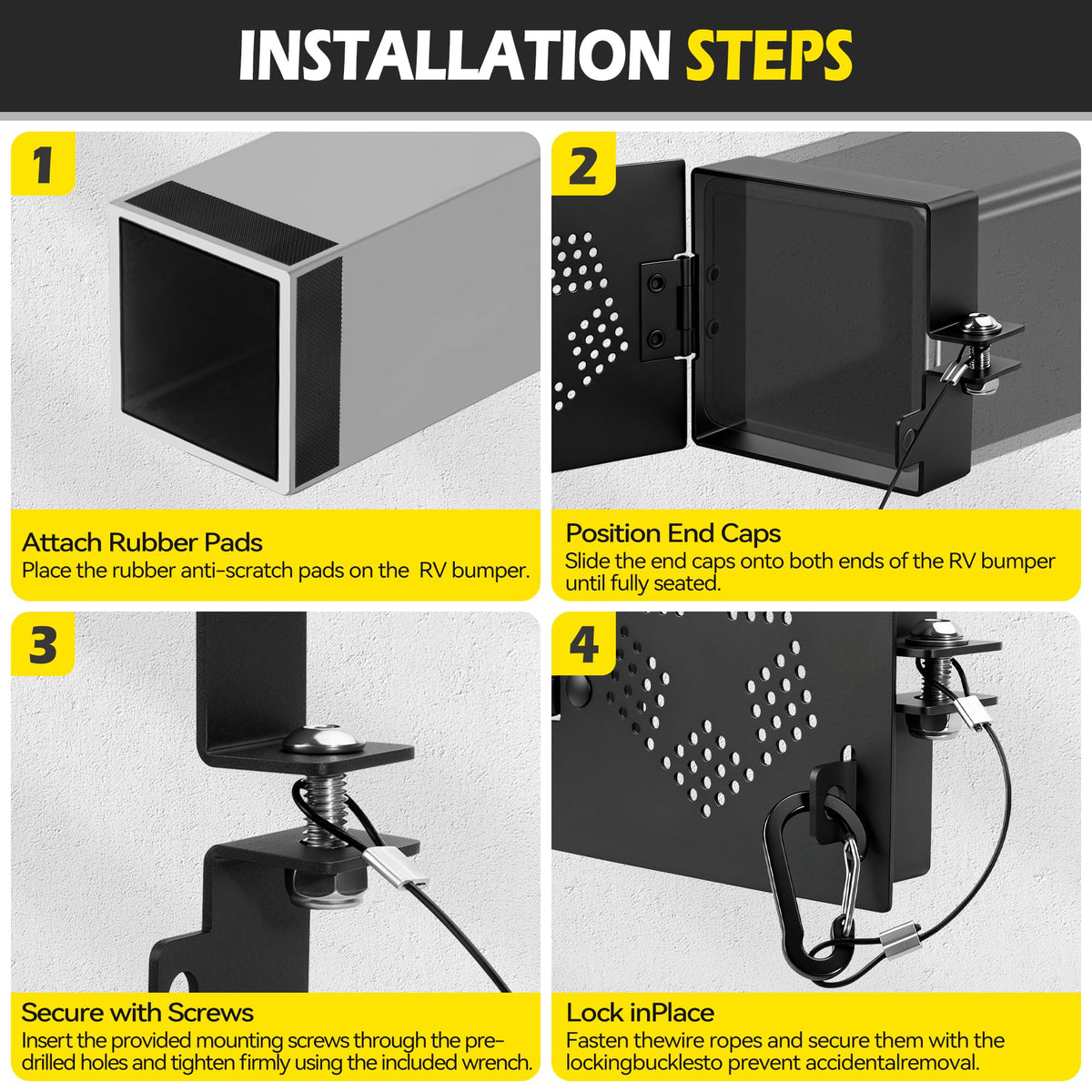 HOZHEM hardware kit with screws and wrench for quick tool-free installation