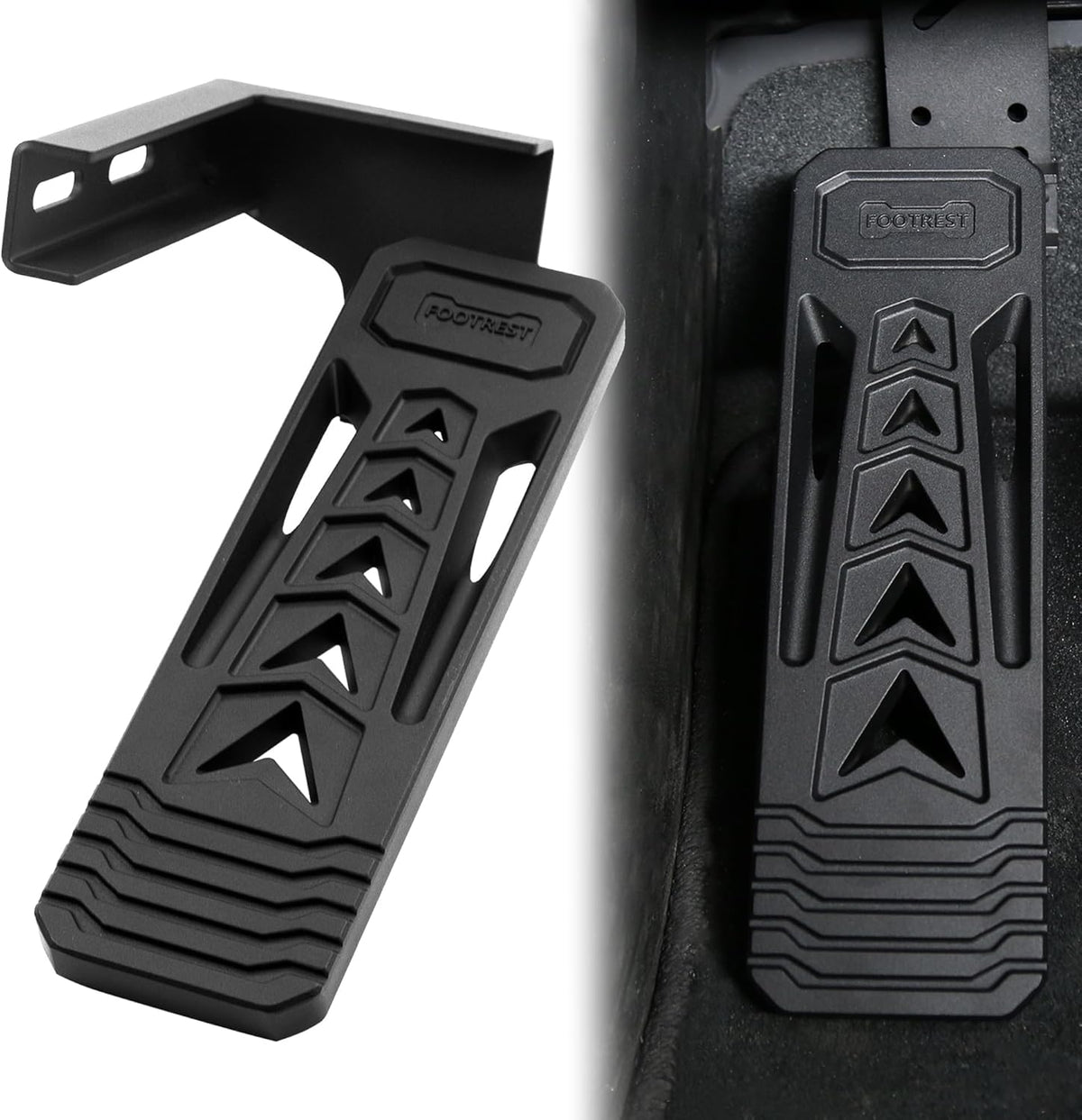 HOZHEM front view of dead pedal showing sleek profile and improved foot support