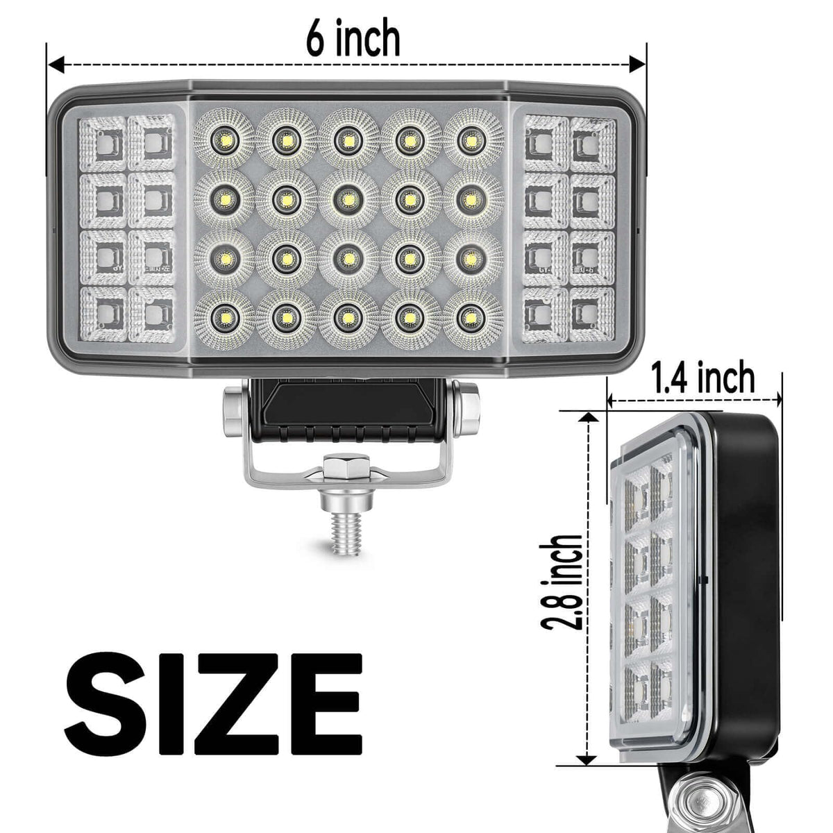 HOZILIFE close-up of angled side shooter LEDs providing wider peripheral visibility