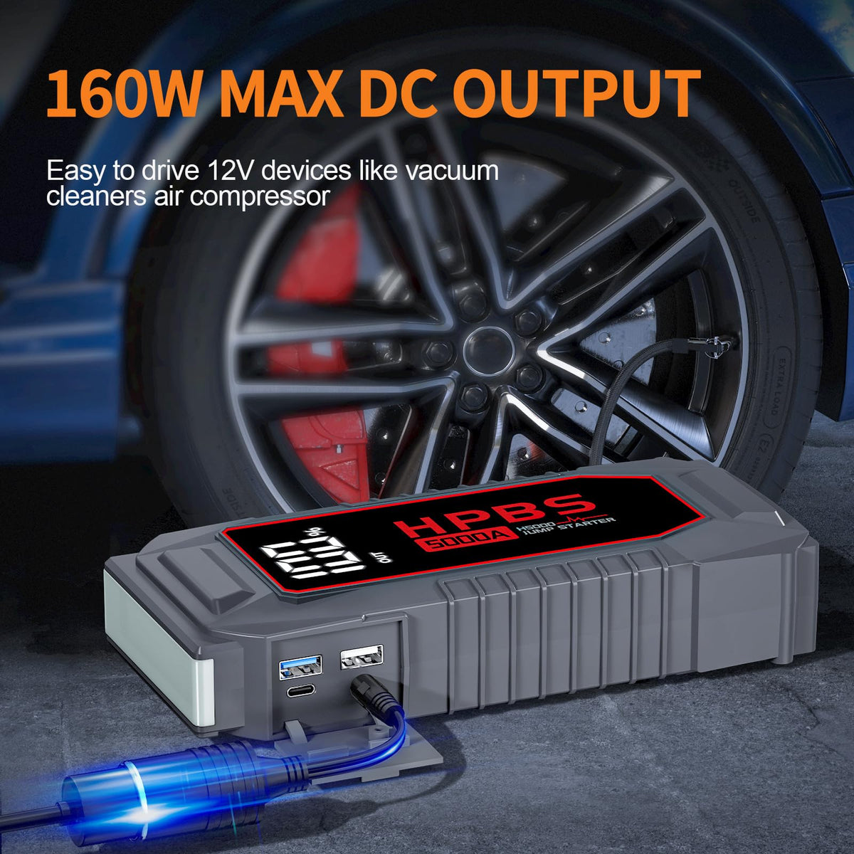 HPBS LED flashlight lit in dark demonstrating visibility and emergency help