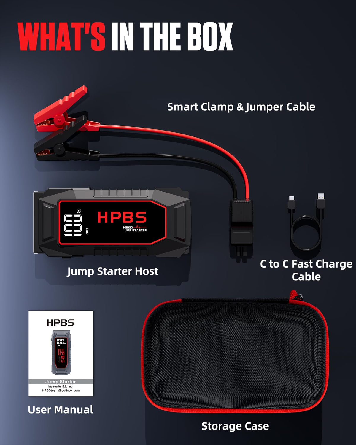 HPBS jump starter held in hand to show scale and easy trunk storage benefit