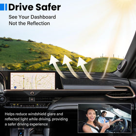 HPEVA dash cover demonstrating anti-glare performance under bright sunlight