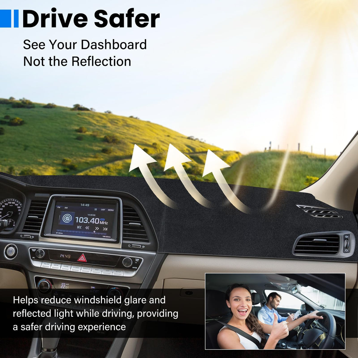 HPEVA installed on passenger side highlighting seamless dashboard coverage