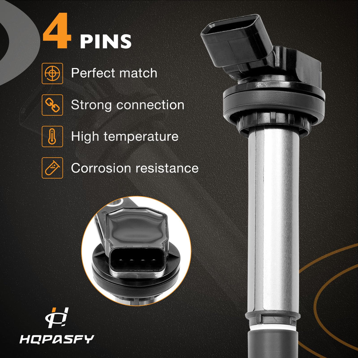 HQPASFY four ignition coils installed in engine bay demonstrating easy drop-in replacement