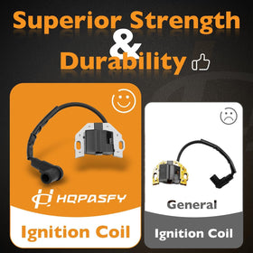 HQPASFY coil installed on engine near flywheel demonstrating correct placement and fitment