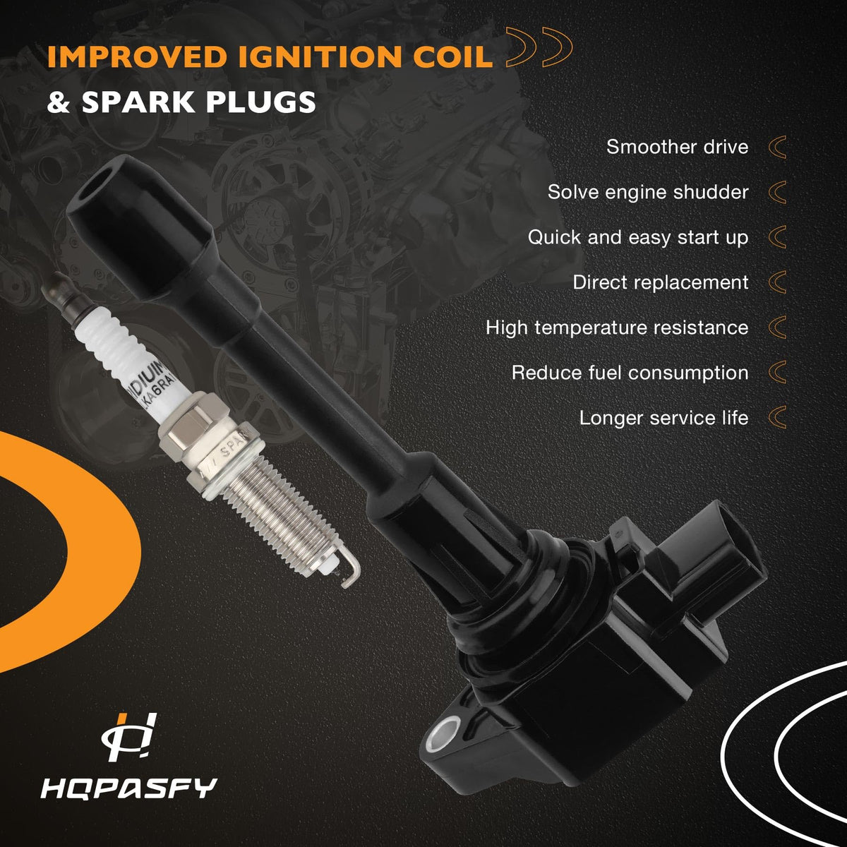 HQPASFY close-up of four iridium spark plugs showing tip quality and long life